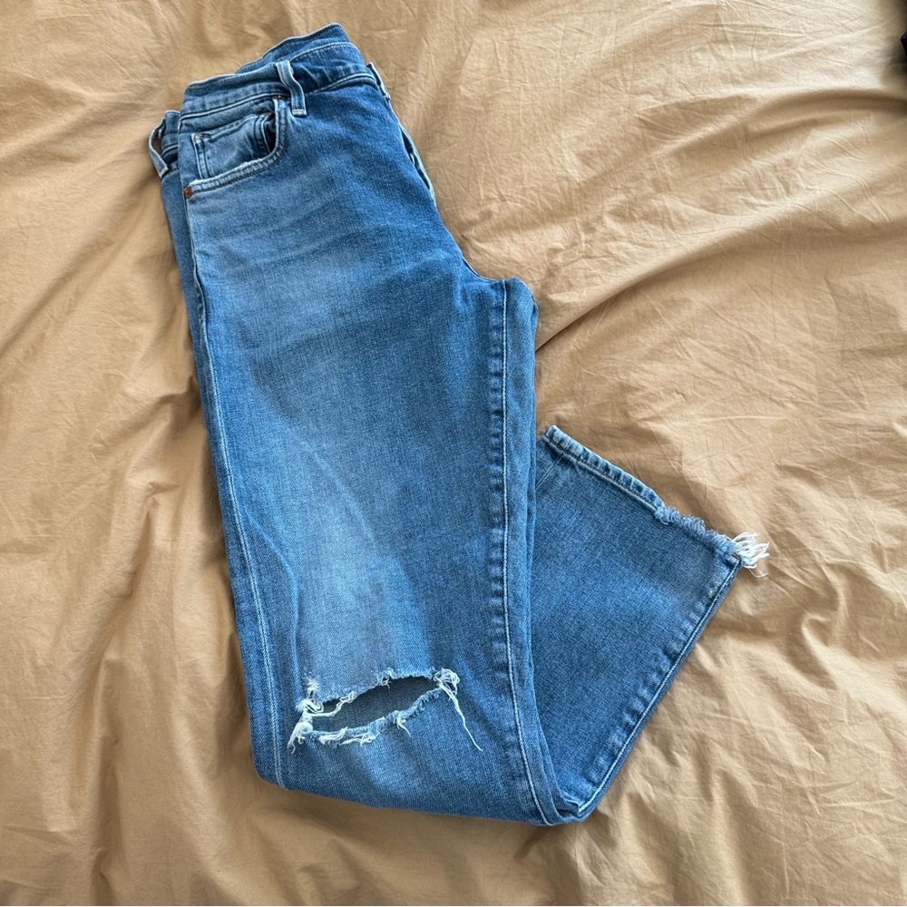 Citizens of Humanity straight leg crop distressed jeans